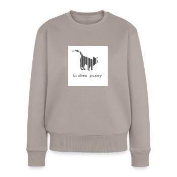 Broken Katze - Frauen Premium Bio Pullover - Taupe - Vorne - Julia (174cm)