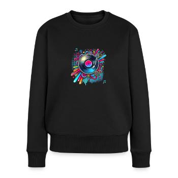 vinyl - Frauen Premium Bio Pullover - Schwarz - Vorne - Julia (174cm)