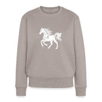 Silhouette de cheval élégante - Pull Premium bio Femme - taupe - Devant - Julia (174cm)