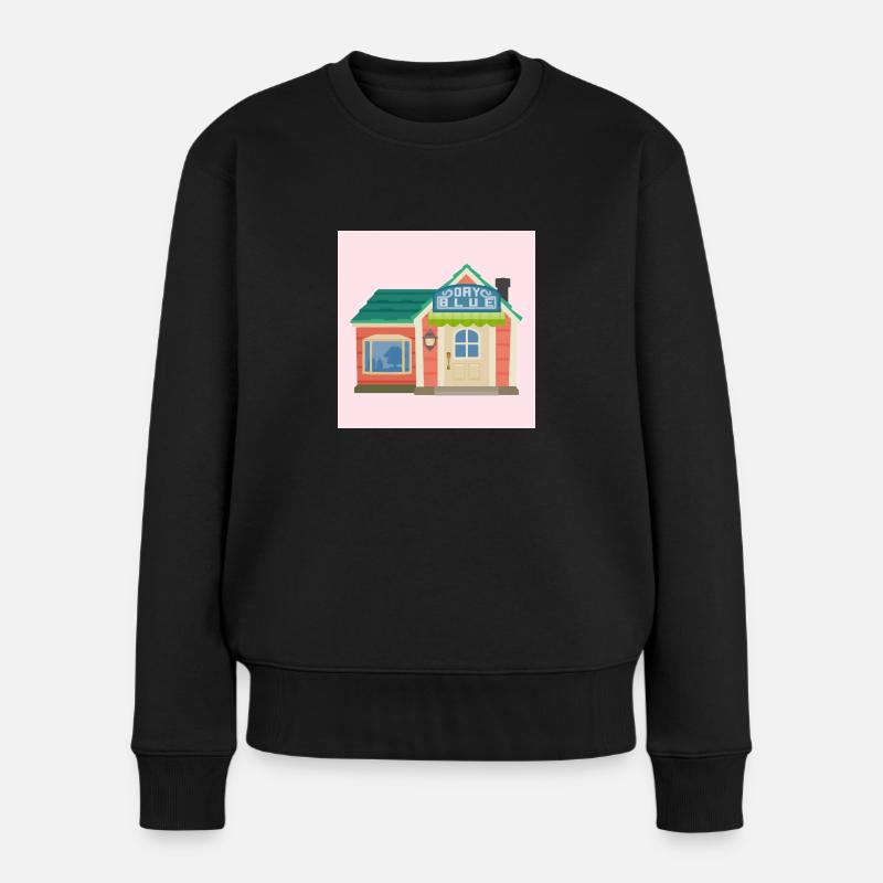 Videospiel inspiriertes Häusschen - Frauen Premium Bio Pullover - Schwarz
