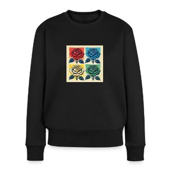 Red rose, blue rose vintage print - Women's Premium Organic Jumper - black - Front - Julia (174cm)