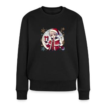 Anime Weinachts - Frauen Premium Bio Pullover - Schwarz - Vorne - Julia (174cm)