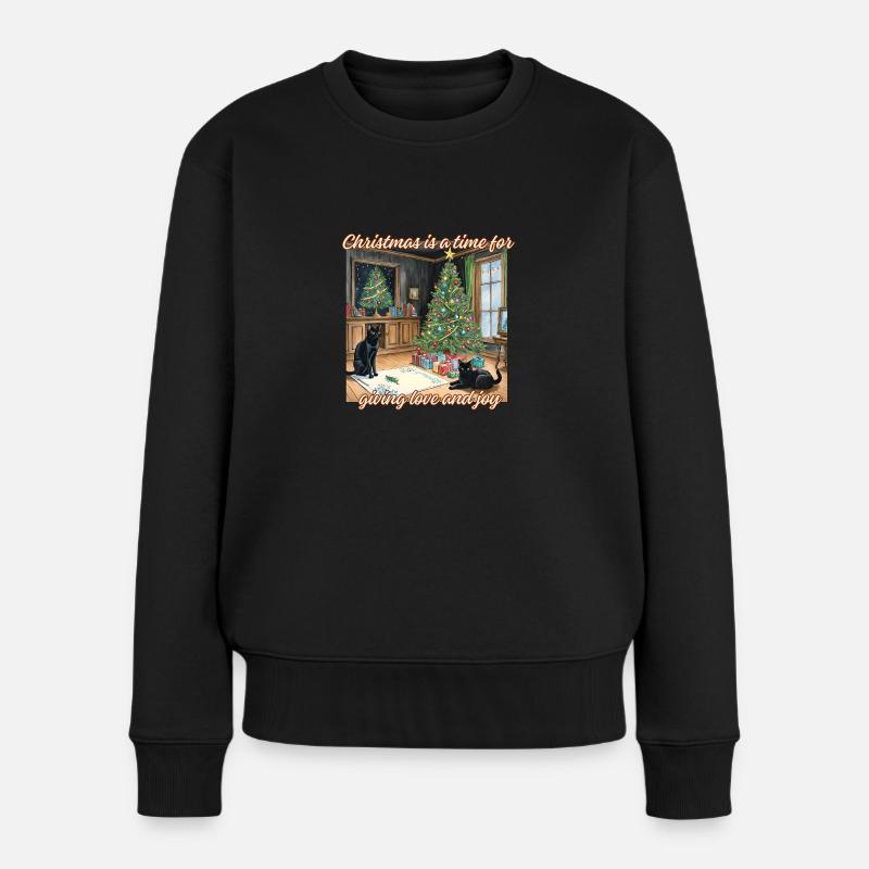 Weihnachtskatzen - Frauen Premium Bio Pullover - Schwarz