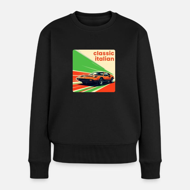 Klassischer italienischer Sportwagen - Frauen Premium Bio Pullover - Schwarz
