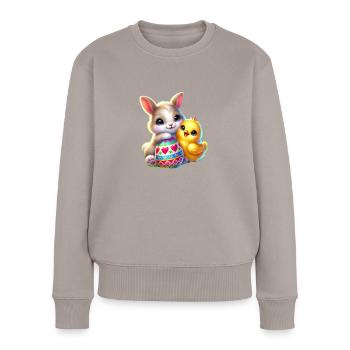 Oeuf de poussin de lapin de Pâques - Pull Premium bio Femme - taupe - Devant - Julia (174cm)