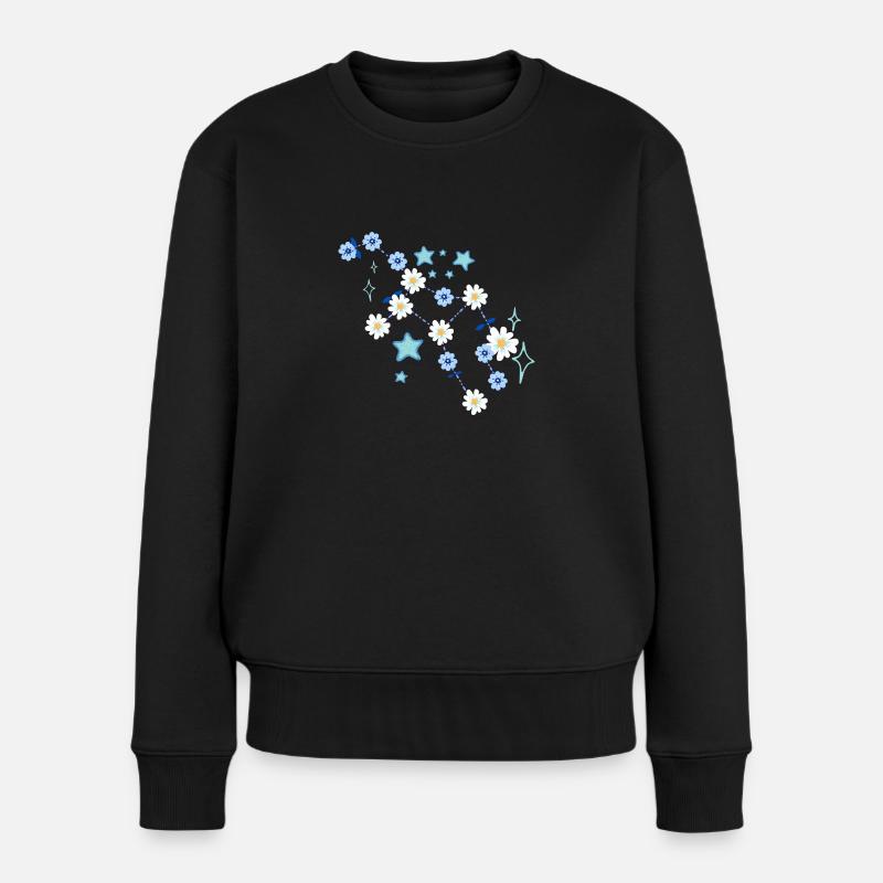 Blumen Sternbild blau - Frauen Premium Bio Pullover - Schwarz