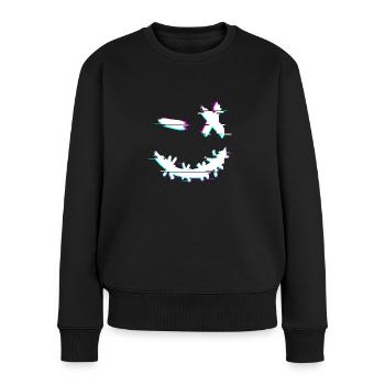 Glitch Smile Hard Tekk Techno Party Rave Festival - Frauen Premium Bio Pullover - Schwarz - Vorne - Julia (174cm)
