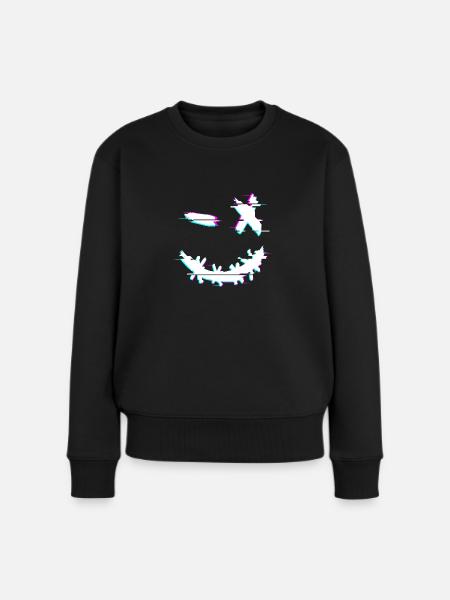 Glitch Smile Hard Tekk Techno Party Rave Festival - Women's Premium Organic Jumper - black