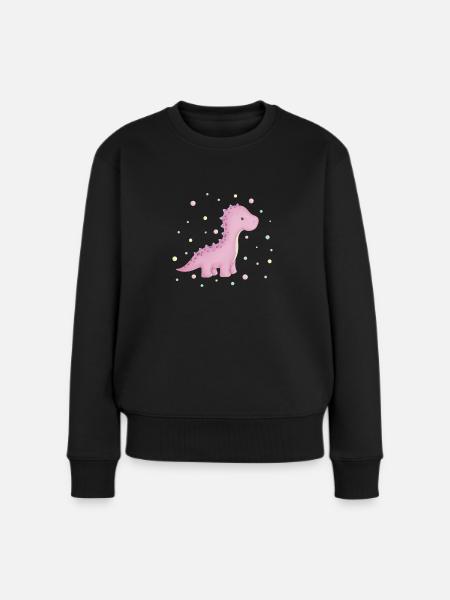 Dino Mädchen mit Punkten - Frauen Premium Bio Pullover - Schwarz
