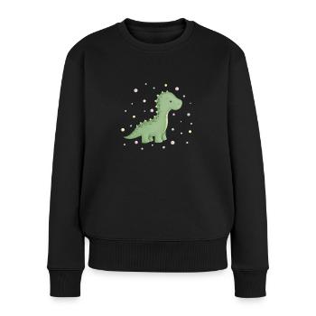 niedlicher Dino mit Punkten - Frauen Premium Bio Pullover - Schwarz - Vorne - Julia (174cm)