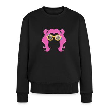 Mädchen mit Brille - Frauen Premium Bio Pullover - Schwarz - Vorne - Julia (174cm)
