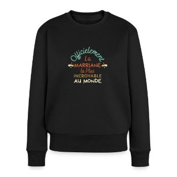 Marraine Cadeau Humour Pour Maman Baptême - Women's Premium Organic Jumper - black - Front - Julia (174cm)
