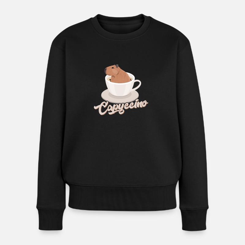 Capyccino Capybara Animal Lover - Frauen Premium Bio Pullover - Schwarz