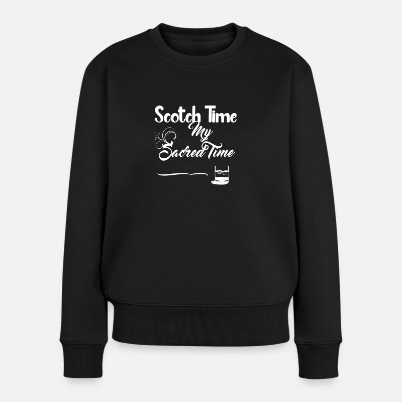 Scotch Time Weißes Design - Frauen Premium Bio Pullover - Schwarz