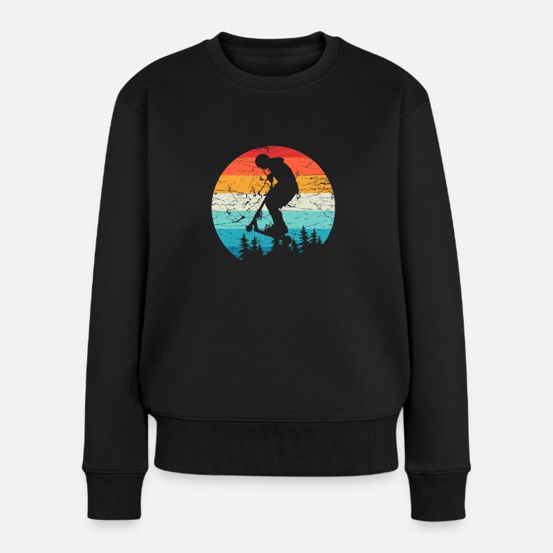 Scooter Stunt Tretroller Geschenk Kinder & Teenage - Frauen Premium Bio Pullover - Schwarz