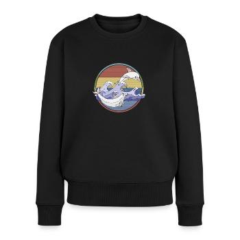 Delphine - Frauen Premium Bio Pullover - Schwarz - Vorne - Julia (174cm)