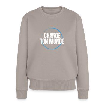 T-shirt positive attitude - Pull Premium bio Femme - taupe - Devant - Julia (174cm)