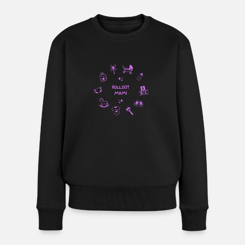 Vollzeit Mami - Frauen Premium Bio Pullover - Schwarz