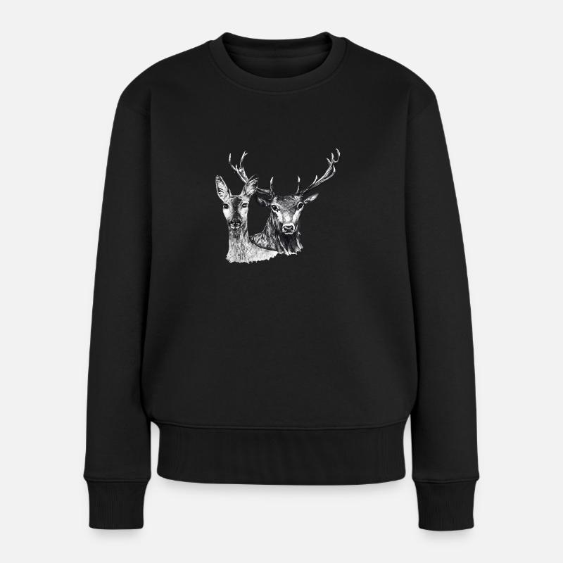 Cerfs et biche - Pull Premium bio Femme - noir