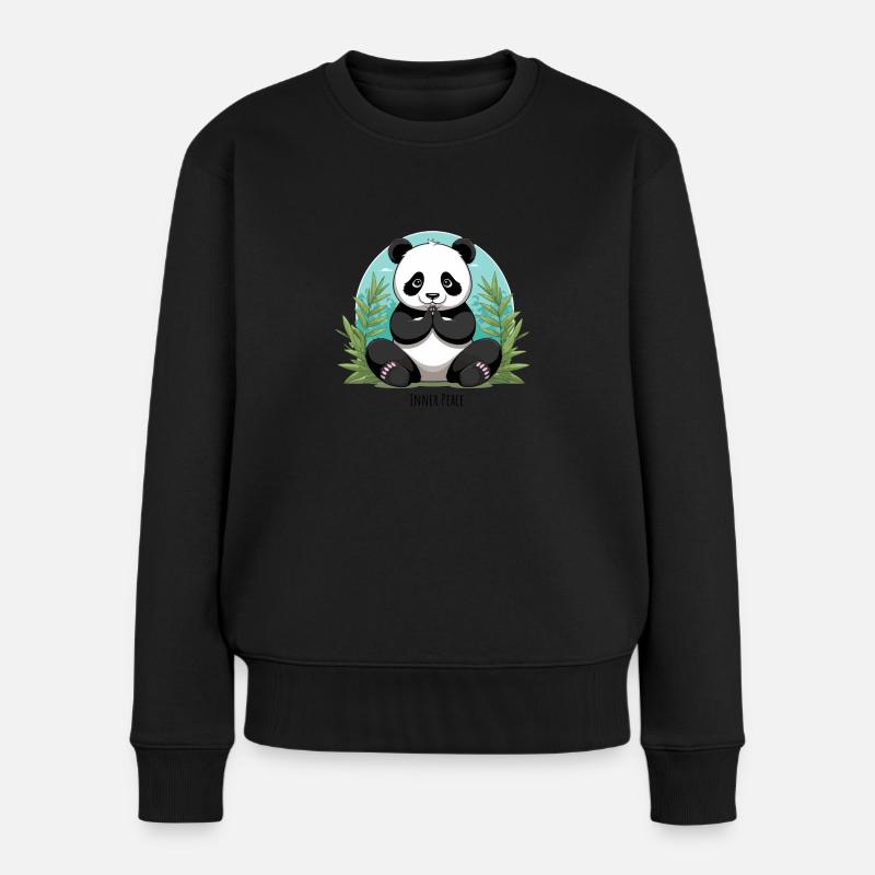 Inner Peace – Meditating Panda - Women's Premium Organic Jumper - black