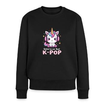 K-Pop - Frauen Premium Bio Pullover - Schwarz - Vorne - Julia (174cm)