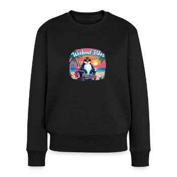 Wochenende - Frauen Premium Bio Pullover - Schwarz - Vorne - Julia (174cm)