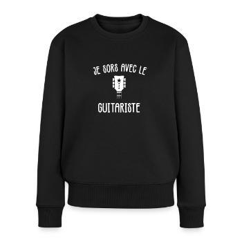 Je sors avec le guitariste t-shirt humour femme - Pull Premium bio Femme - noir - Devant - Julia (174cm)