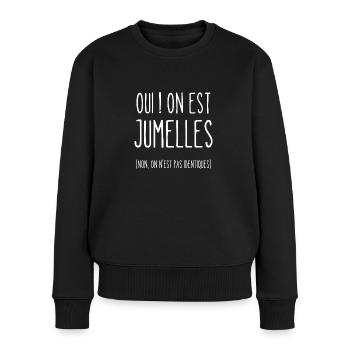 oui on est jumelles - Pull Premium bio Femme - noir - Devant - Julia (174cm)