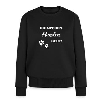 die mit den hunden geht white - Frauen Premium Bio Pullover - Schwarz - Vorne - Julia (174cm)