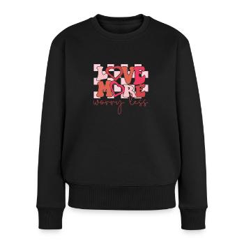 Love More Worry Less Design - Pull Premium bio Femme - noir - Devant - Julia (174cm)