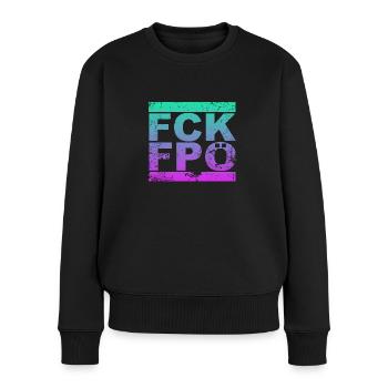FCK FPÖ - Zeichen setzen gegen Rechts (vintage) - Frauen Premium Bio Pullover - Schwarz - Vorne - Julia (174cm)