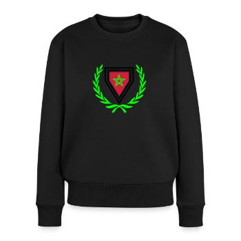 Maroc (armoiries & couronne de laurier) - Pull Premium bio Femme - noir - Devant - Julia (174cm)