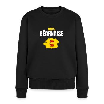 100 % bearnaise - cadeau Femme béarn - béarnais - Pull Premium bio Femme - noir - Devant - Julia (174cm)