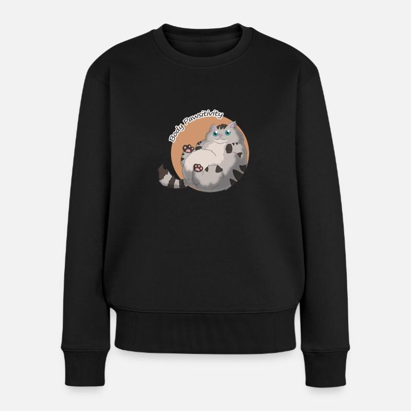 Body Pawsitivity Cat orange - Frauen Premium Bio Pullover - Schwarz