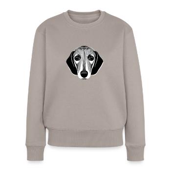 Dackel Porträt - Frauen Premium Bio Pullover - Taupe - Vorne - Julia (174cm)
