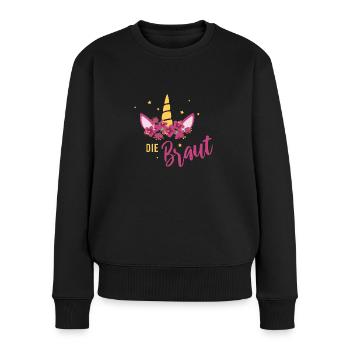 Einhorn Braut JGA Hochzeit Team Gruppenshirt 1 - Frauen Premium Bio Pullover - Schwarz - Vorne - Julia (174cm)