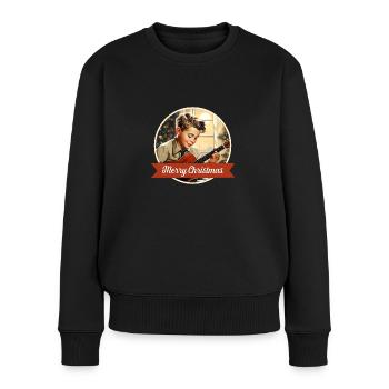 Junge spielt ein Weihnachtslied - Frauen Premium Bio Pullover - Schwarz - Vorne - Julia (174cm)