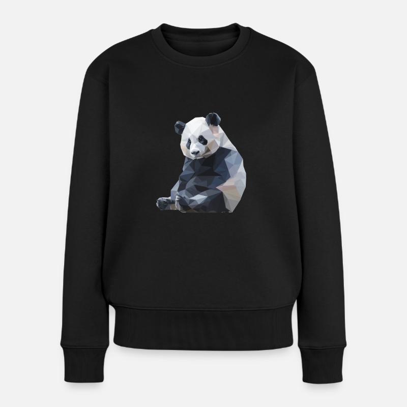 Panda I Low Poly Art Logo Design - Frauen Premium Bio Pullover - Schwarz