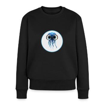 Qualle mit Taucherbrille - Frauen Premium Bio Pullover - Schwarz - Vorne - Julia (174cm)