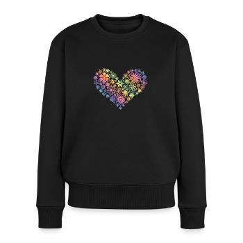 Frühling Blumen Herz Sommer Liebe Valentinstag Fun - Frauen Premium Bio Pullover - Schwarz - Vorne - Julia (174cm)