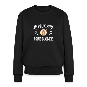 je peux pas je suis blonde - Pull Premium bio Femme - noir - Devant - Julia (174cm)