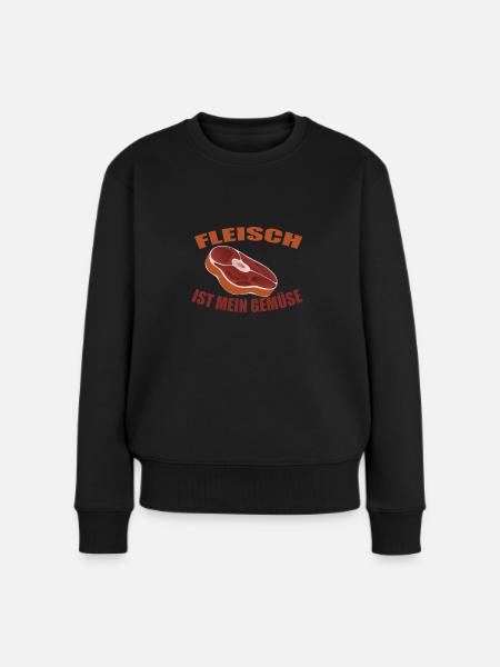 Fleisch ist mein Gemüse - Frauen Premium Bio Pullover - Schwarz