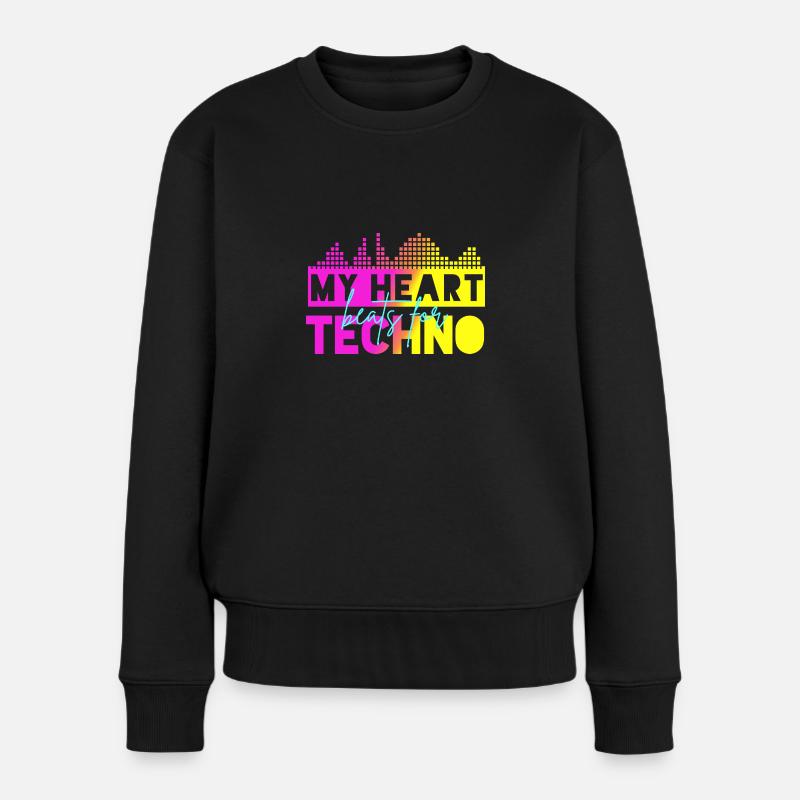 Techno-Beats - Frauen Premium Bio Pullover - Schwarz