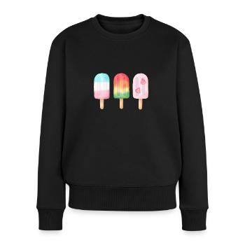 Aquarelle colorée Crème glacée Trio Été - Pull Premium bio Femme - noir - Devant - Julia (174cm)