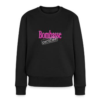 Bombasse certifiée - Pull Premium bio Femme - noir - Devant - Julia (174cm)