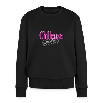 Chilleuse authentique - Pull Premium bio Femme - noir - Devant - Julia (174cm)