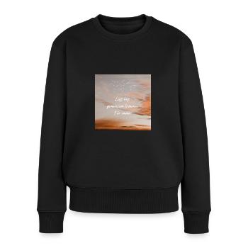 Lass uns gemeinsam träumen - Frauen Premium Bio Pullover - Schwarz - Vorne - Julia (174cm)