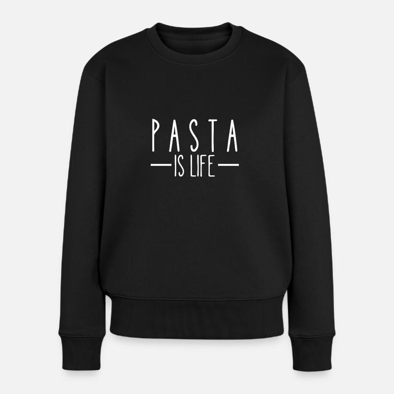 Pasta ist Leben - Frauen Premium Bio Pullover - Schwarz