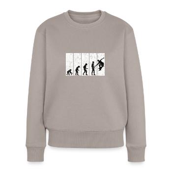 Skateboarder Skateboard Skater Evolution Skateing - Frauen Premium Bio Pullover - Taupe - Vorne - Julia (174cm)