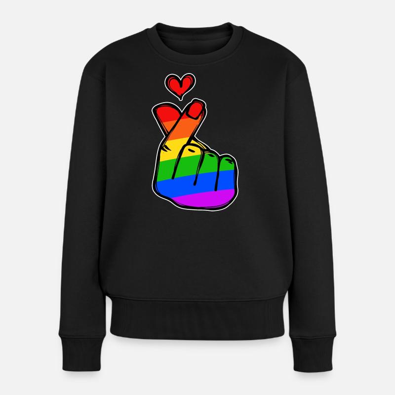 Frieden Herz Liebe Regenbogen Friedensbewegung - Frauen Premium Bio Pullover - Schwarz